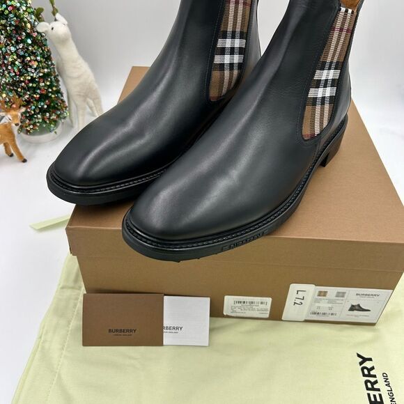 Men’s Burberry vintage check leather Chelsea boot size 45 made in Italy - Picture 3 of 8